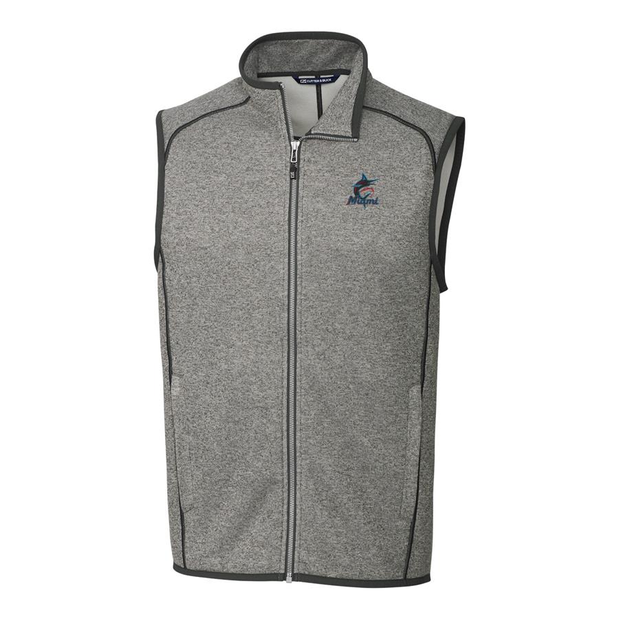 Miami Marlins Cutter & Buck Mainsail Full-Zip Vest - Gray