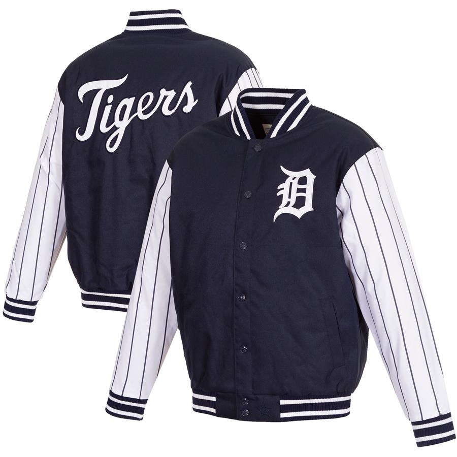 Detroit Tigers JH Design Poly Twill Varisty Full-Snap Jacket - Navy
