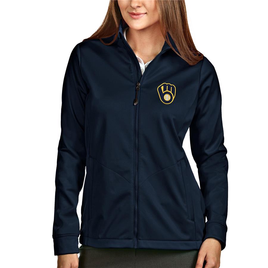 Milwaukee Brewers Antigua Women's Full-Zip Golf Jacket - Navy