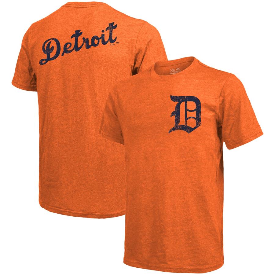 Detroit Tigers Majestic Threads Throwback Logo Tri-Blend T-Shirt - Orange