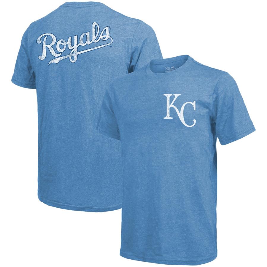 Kansas City Royals Majestic Threads Throwback Logo Tri-Blend T-Shirt - Light Blue