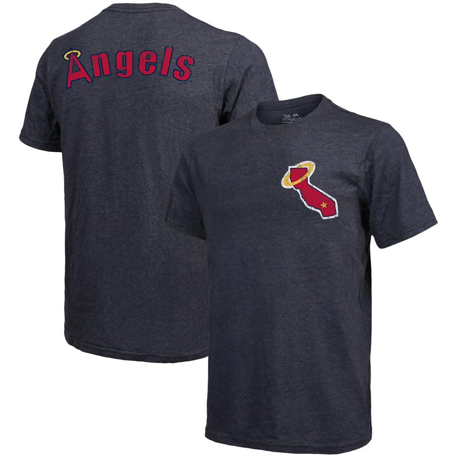 Los Angeles Angels Majestic Threads Throwback Logo Tri-Blend T-Shirt - Navy