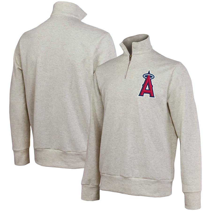 Los Angeles Angels Majestic Threads Quarter-Zip Jacket - Oatmeal