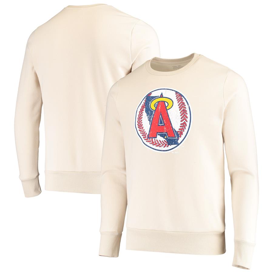 Los Angeles Angels Majestic Threads Fleece Pullover Sweatshirt - Oatmeal