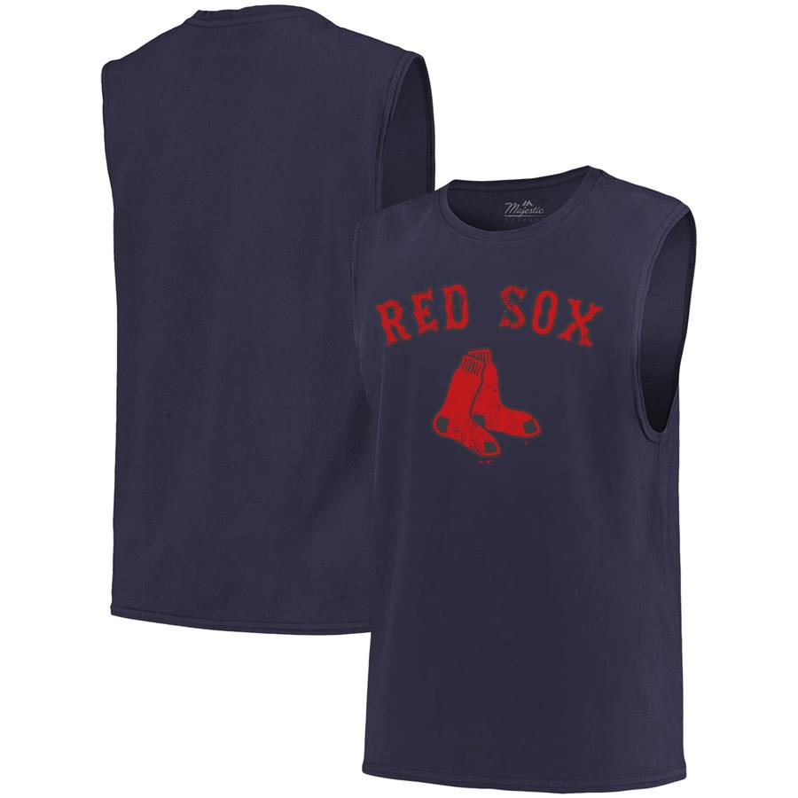 Boston Red Sox Majestic Threads Softhand Muscle Tank Top - Navy