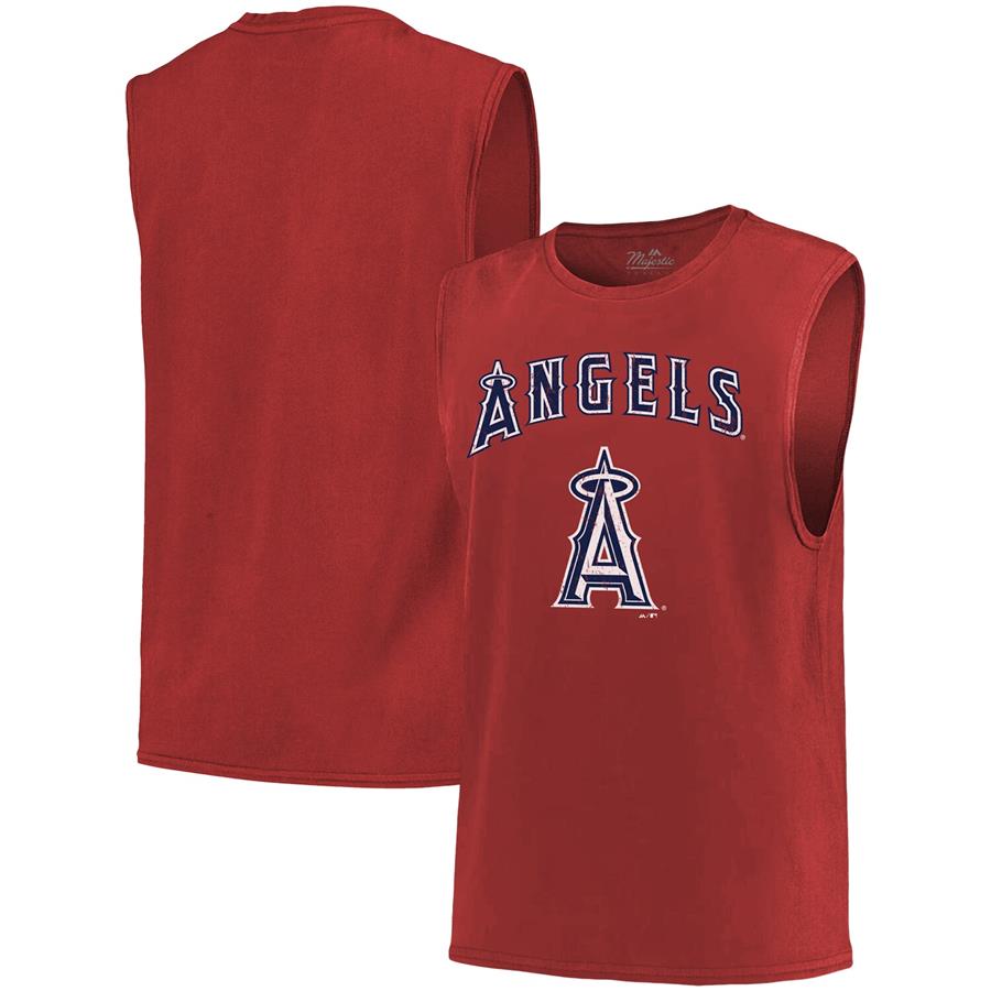 Los Angeles Angels Majestic Threads Softhand Muscle Tank Top - Red