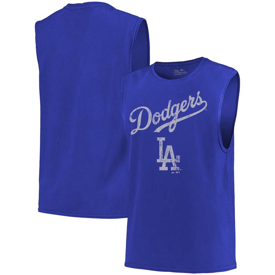 Los Angeles Dodgers Majestic Threads Softhand Muscle Tank Top - Royal