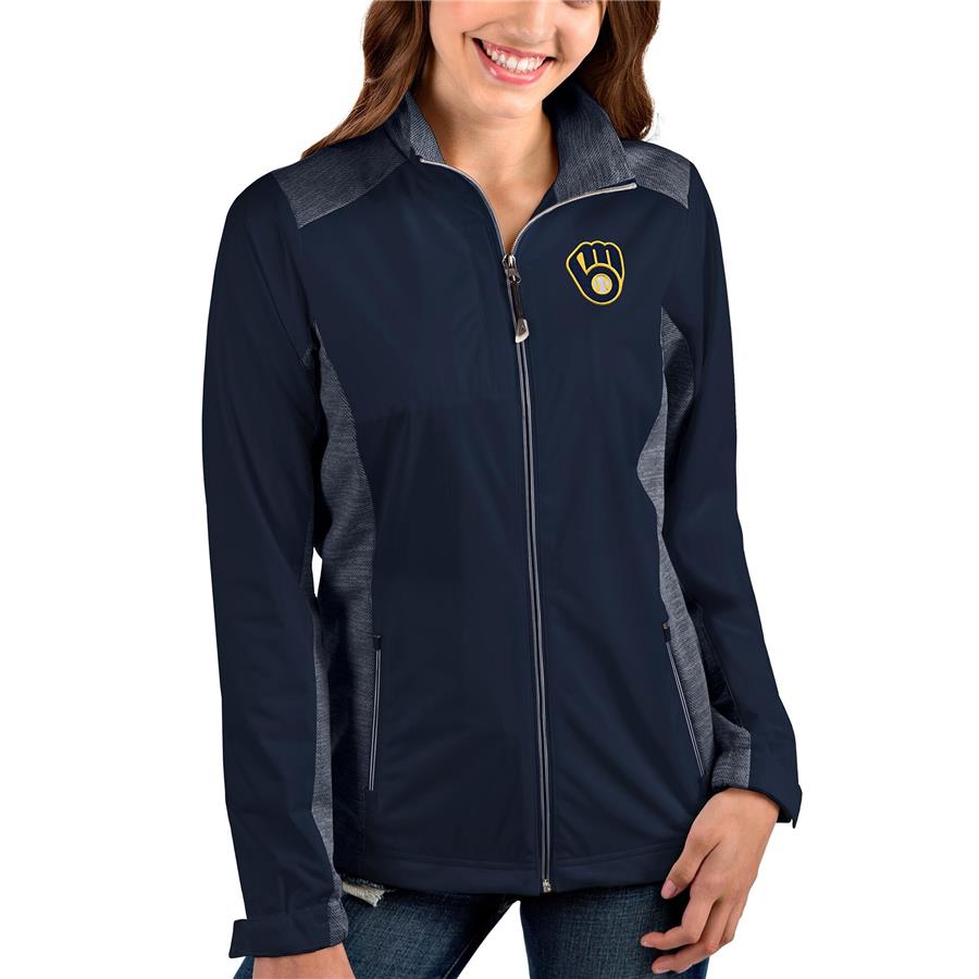 Milwaukee Brewers Antigua Women's Team Revolve Full-Zip Jacket - Navy