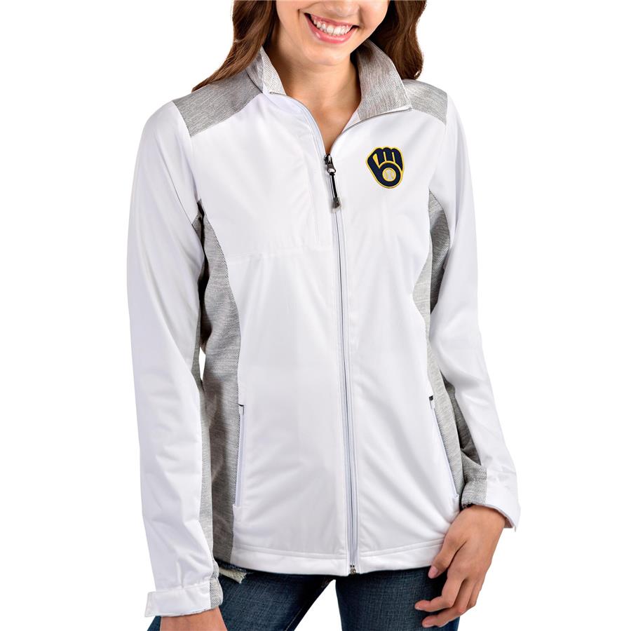 Milwaukee Brewers Antigua Women's Team Revolve Full-Zip Jacket - White