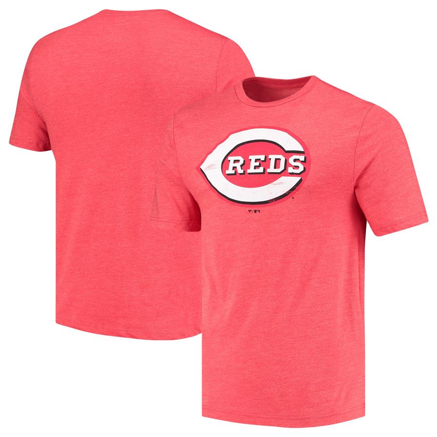 Cincinnati Reds Fanatics Branded Weathered Official Logo Tri-Blend T-Shirt - Red