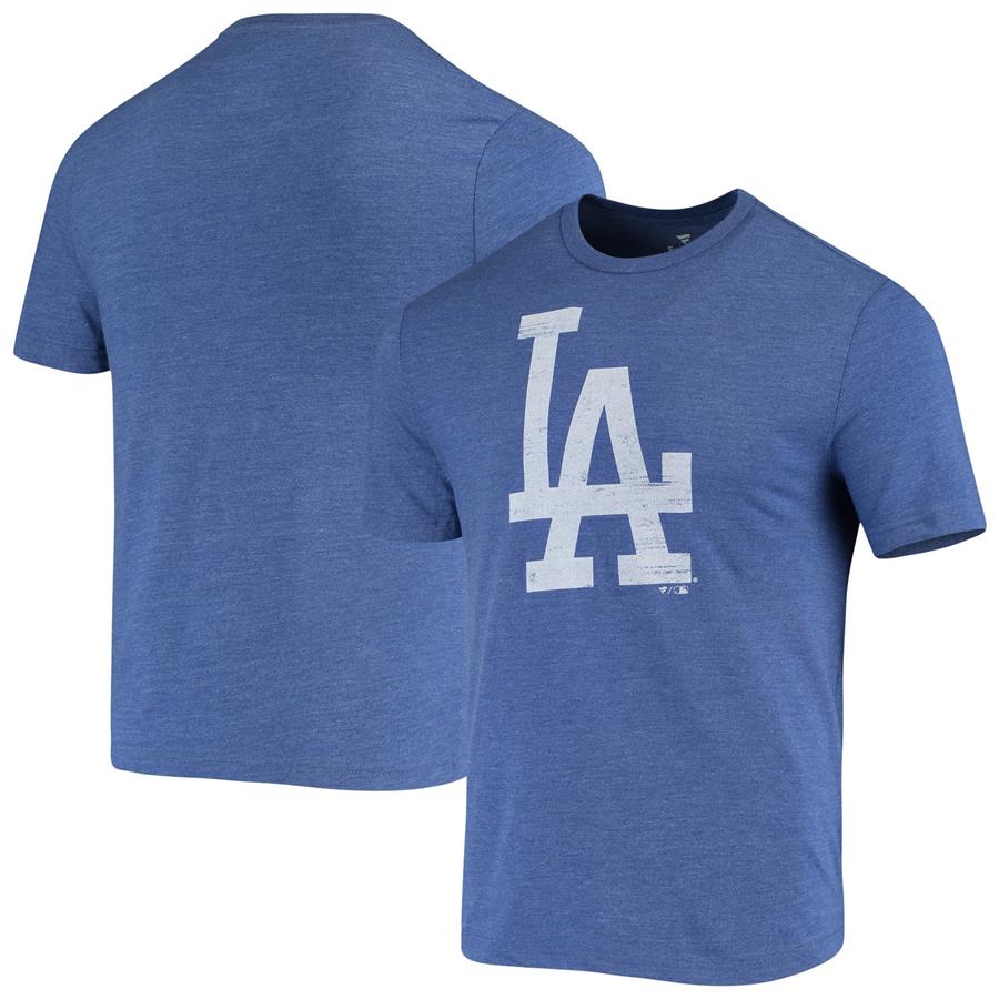 Los Angeles Dodgers Fanatics Branded Weathered Official Logo Tri-Blend T-Shirt - Royal