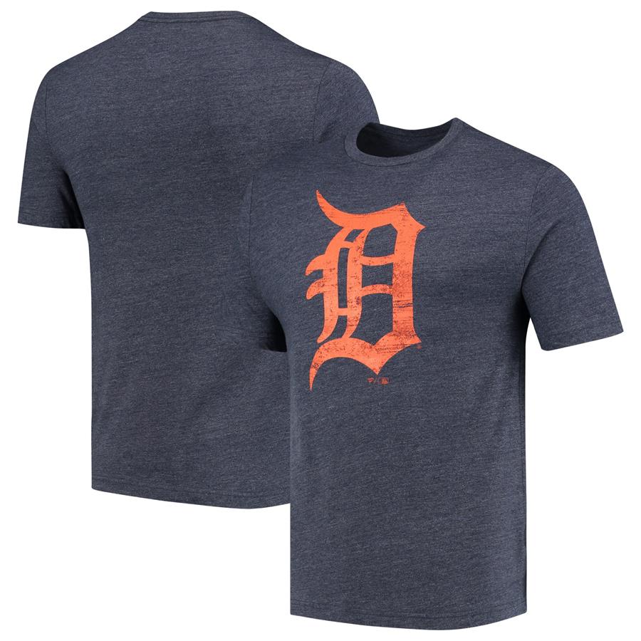 Detroit Tigers Fanatics Branded Weathered Official Logo Tri-Blend T-Shirt - Navy