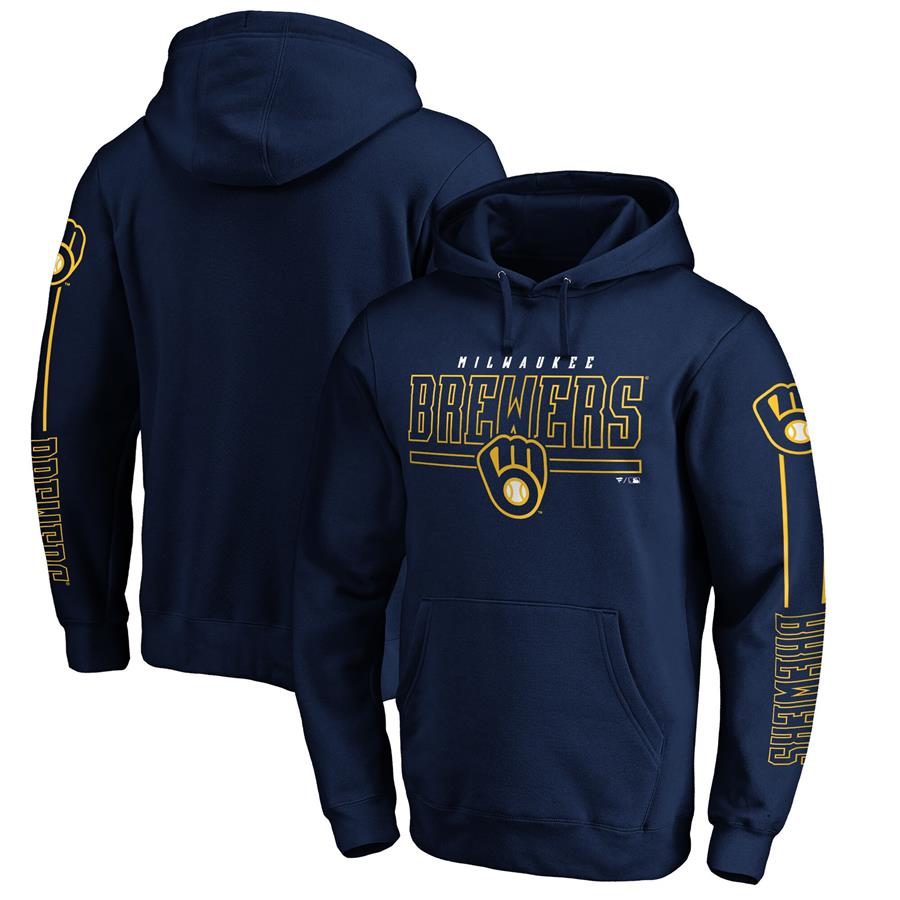 Milwaukee Brewers Fanatics Branded Team Front Line Pullover Hoodie - Navy