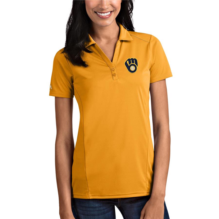 Milwaukee Brewers Antigua Women's Tribute Polo - Gold