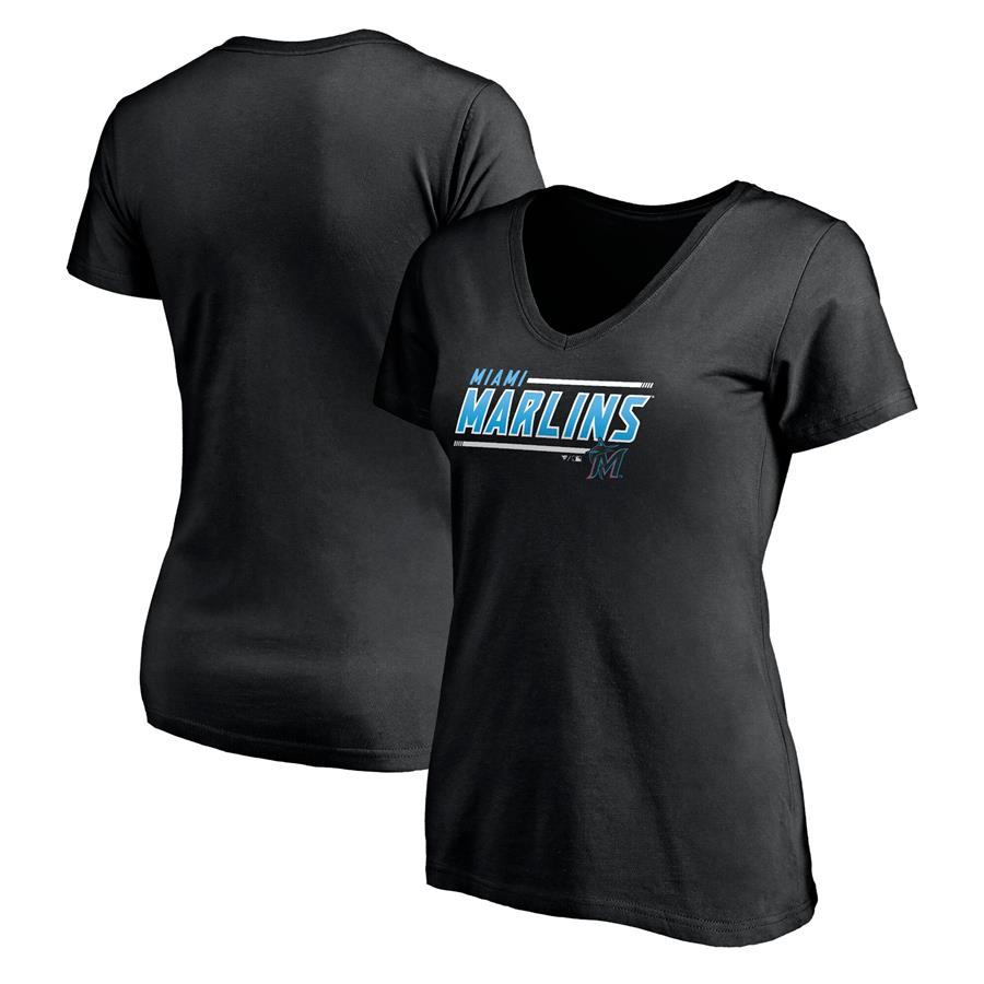 Miami Marlins Fanatics Branded Women's Mascot In Bounds V-Neck T-Shirt - Black