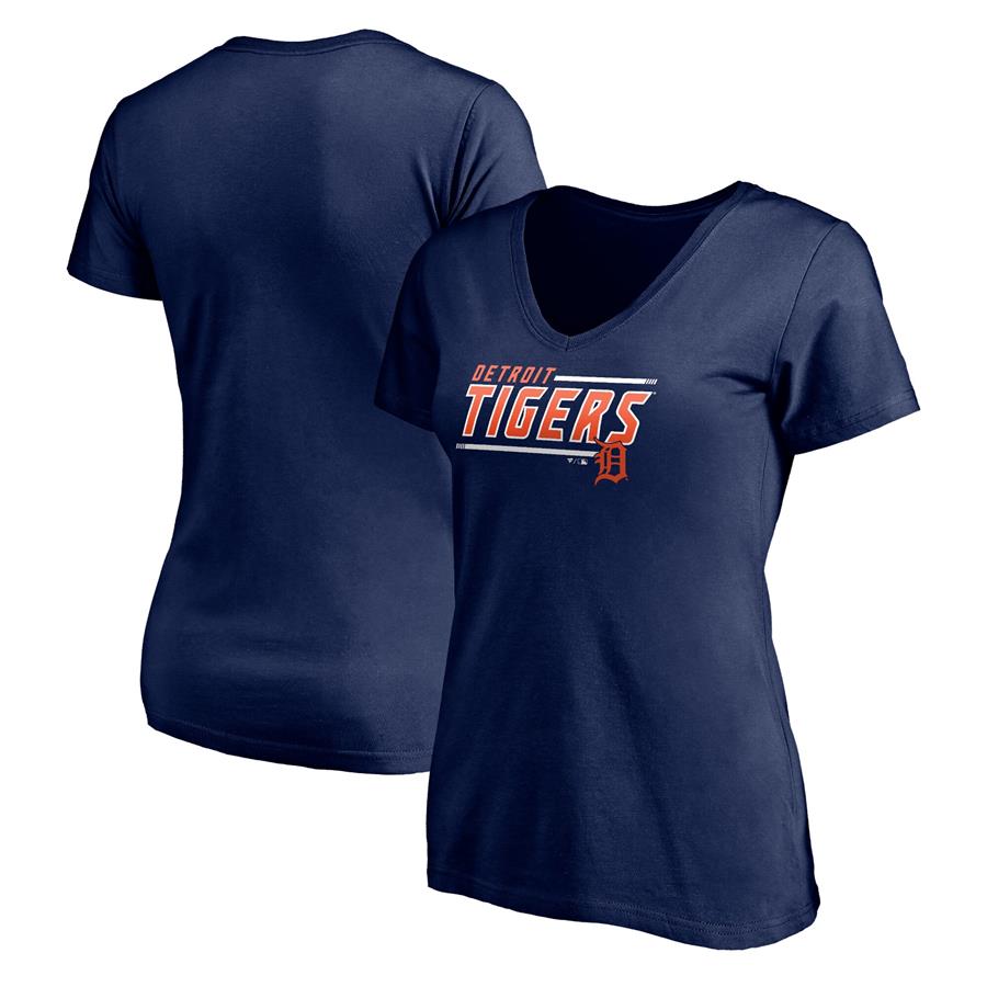 Detroit Tigers Fanatics Branded Women's Mascot In Bounds V-Neck T-Shirt - Navy