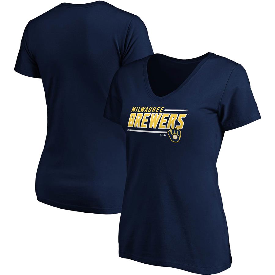 Milwaukee Brewers Fanatics Branded Women's Mascot In Bounds V-Neck T-Shirt - Navy