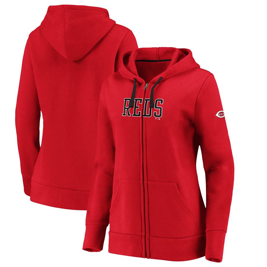 Cincinnati Reds Fanatics Branded Women's Primary Logo Team Block Full-Zip Hoodie - Red