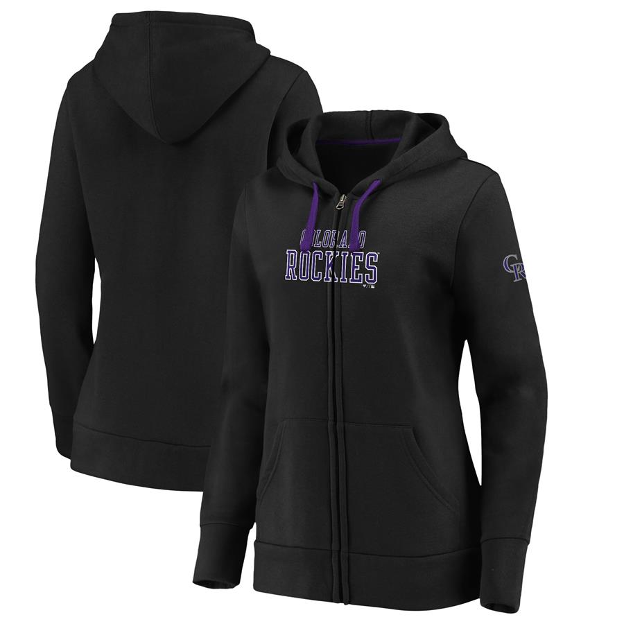 Colorado Rockies Fanatics Branded Women's Primary Logo Team Block Full-Zip Hoodie - Black