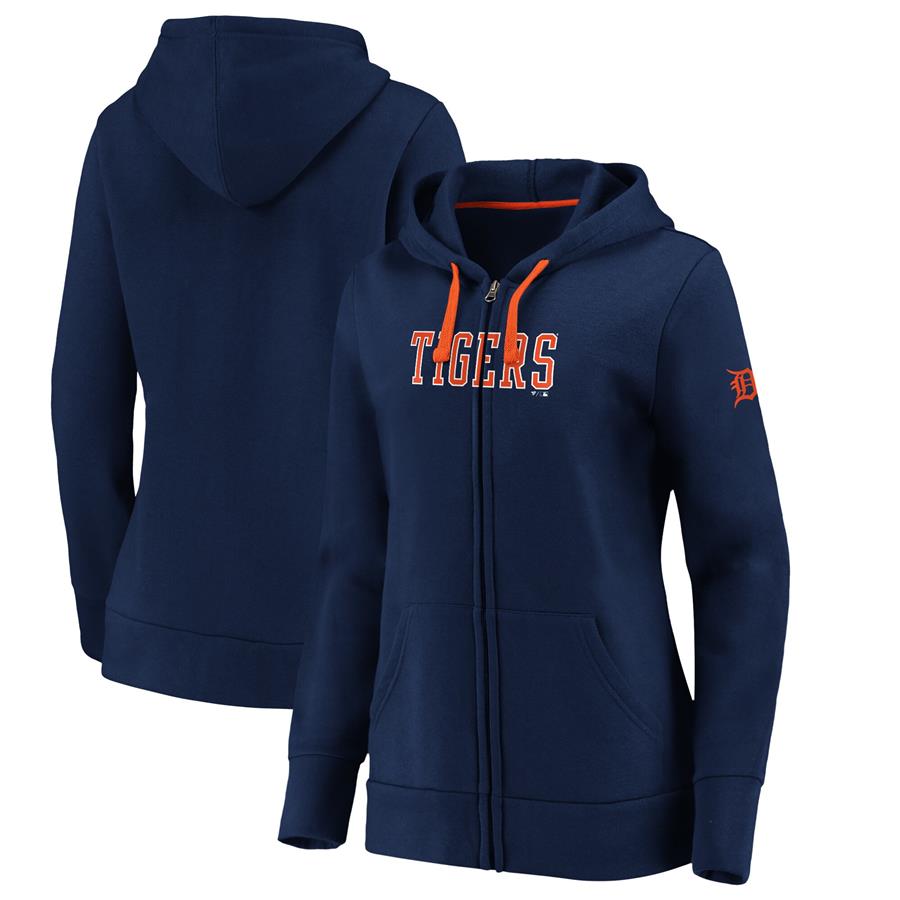 Detroit Tigers Fanatics Branded Women's Primary Logo Team Block Full-Zip Hoodie - Navy