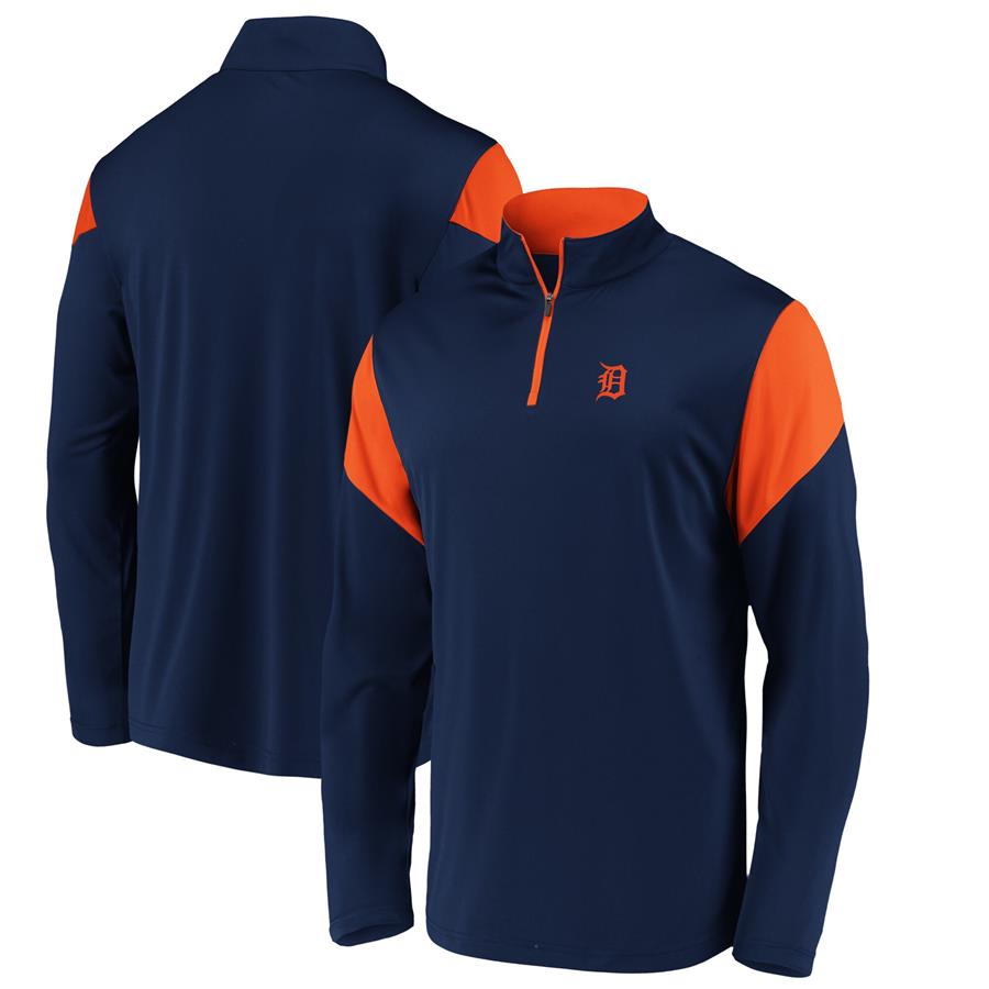 Detroit Tigers Fanatics Branded Primary Logo Quarter-Zip Jacket - Navy