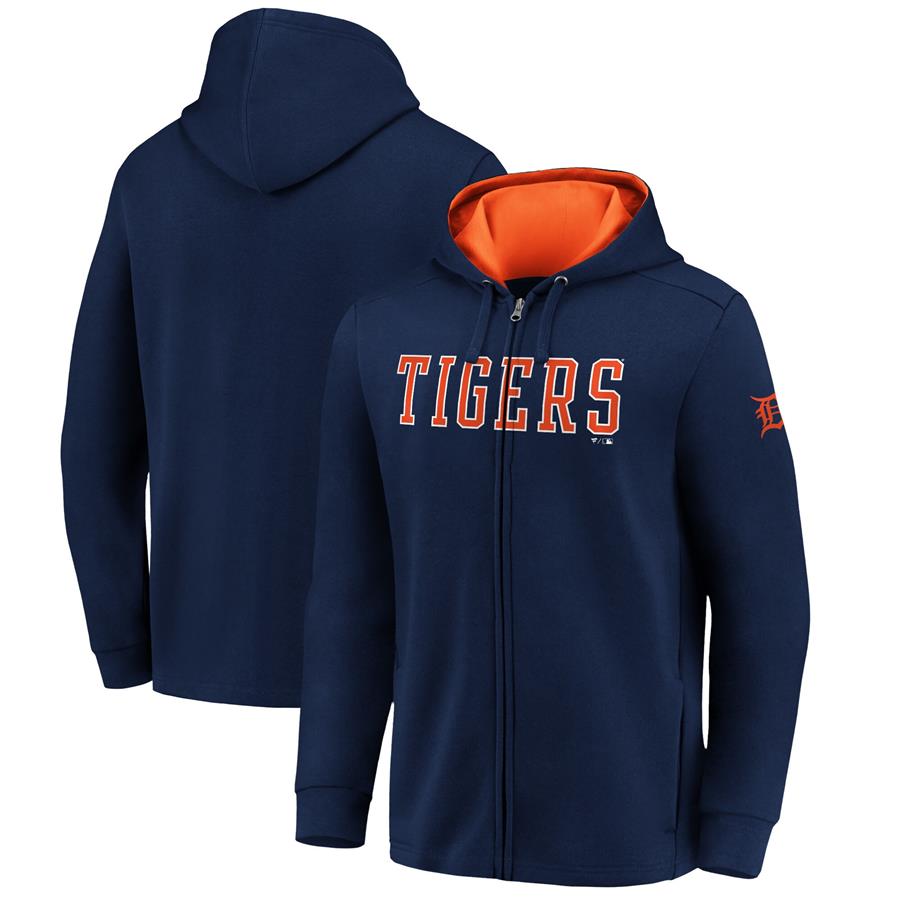 Detroit Tigers Fanatics Branded Primary Logo Team Block Full-Zip Hoodie - Navy