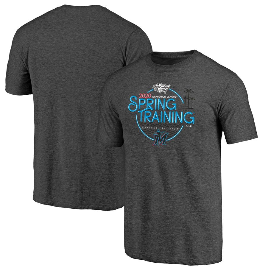 Miami Marlins Fanatics Branded 2020 Spring Training Round Trip Tri-Blend T-Shirt - Black