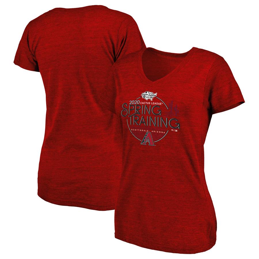 Arizona Diamondbacks Fanatics Branded Women's 2020 Spring Training Round Trip Tri-Blend V-Neck T-Shirt - Red