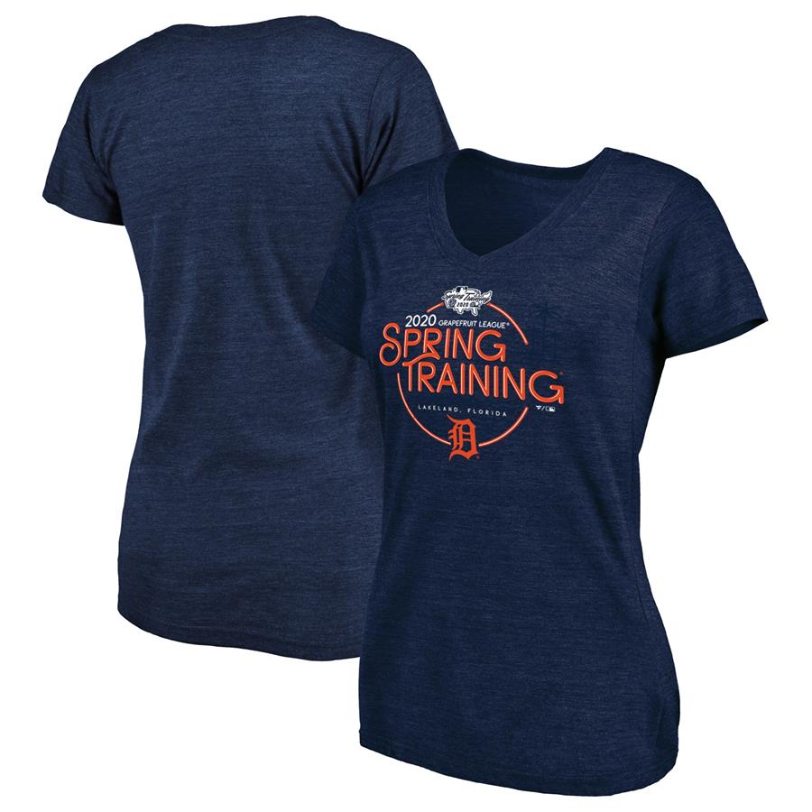 Detroit Tigers Fanatics Branded Women's 2020 Spring Training Round Trip Tri-Blend V-Neck T-Shirt - Navy