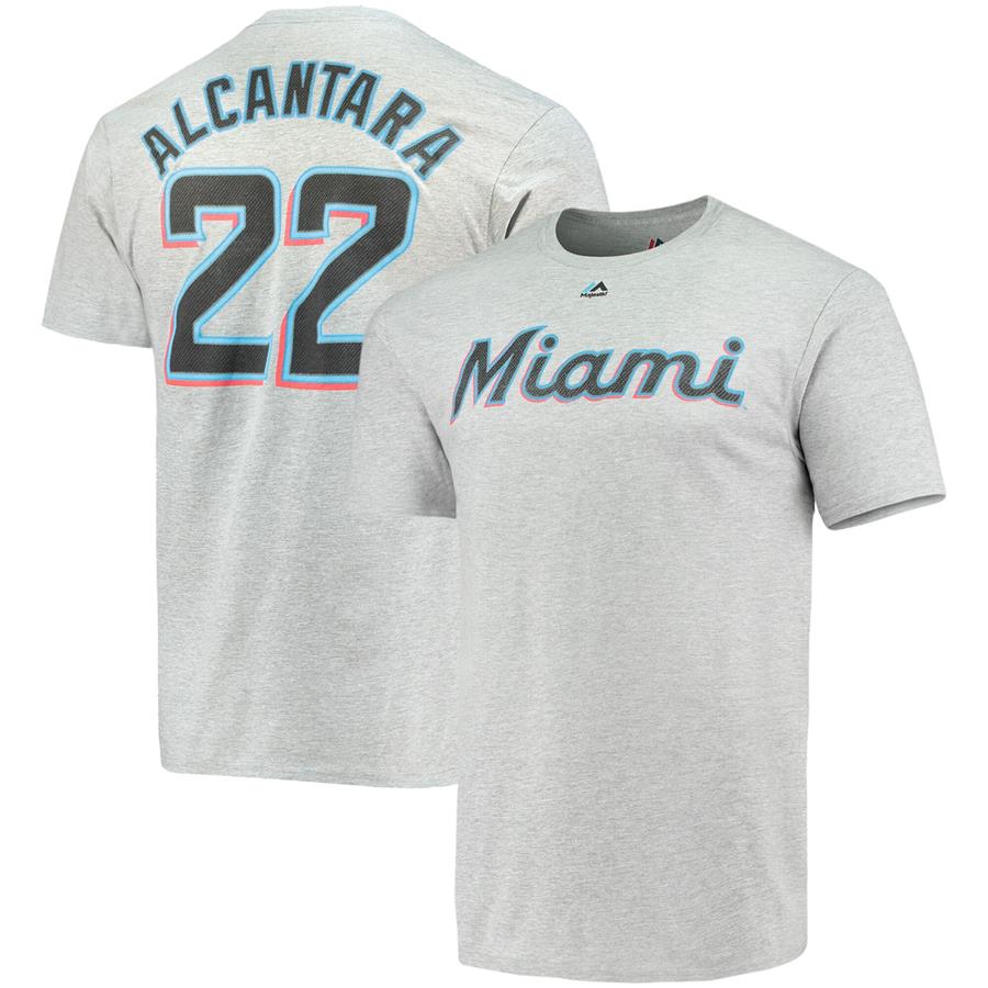Sandy Alcantara Miami Marlins Majestic Player Name & Number T-Shirt - Gray