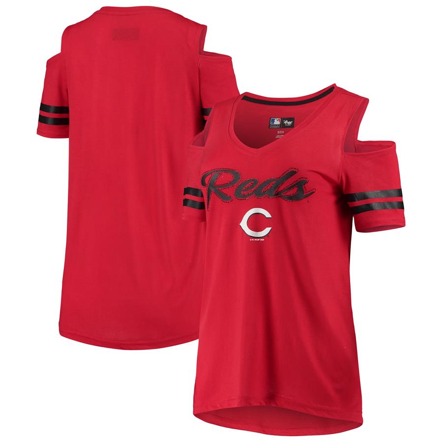 Cincinnati Reds G-III 4Her by Carl Banks Women's Extra Inning Cold Shoulder T-Shirt - Red