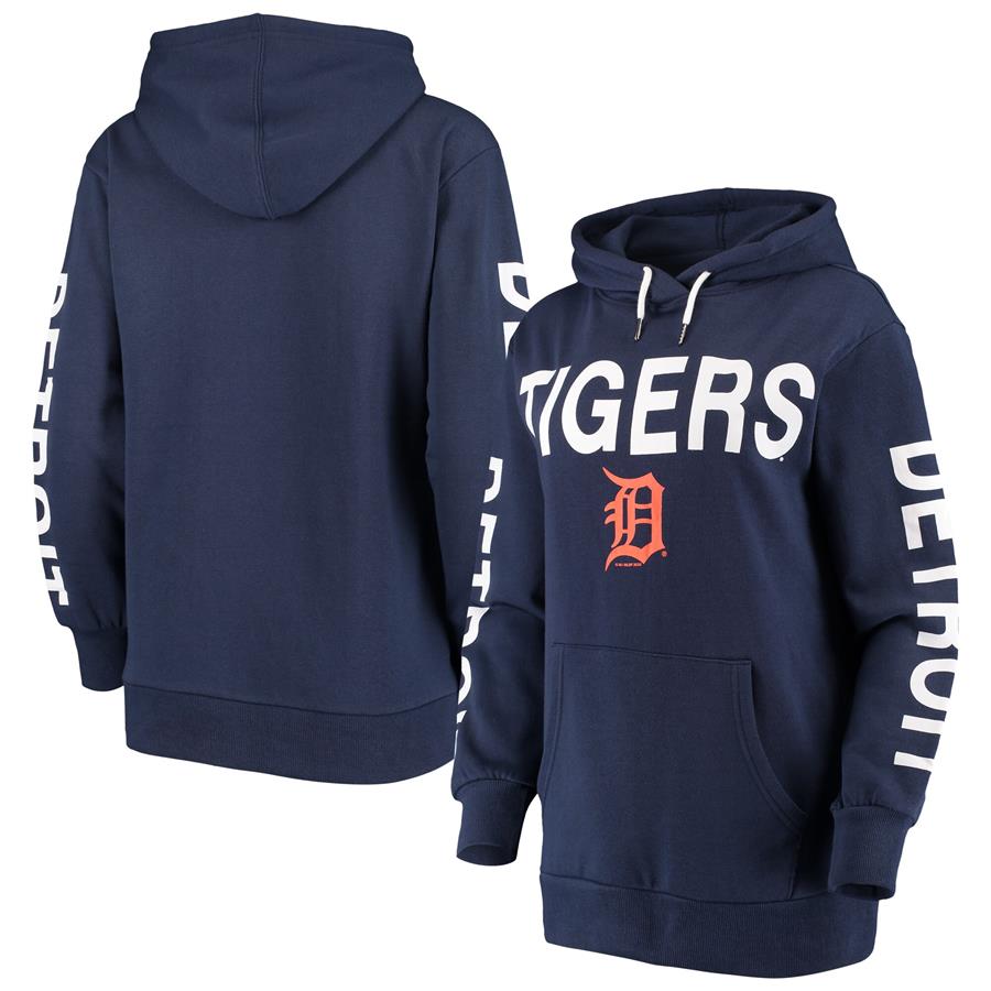 Detroit Tigers G-III 4Her by Carl Banks Women's Extra Inning Colorblock Pullover Hoodie - Navy