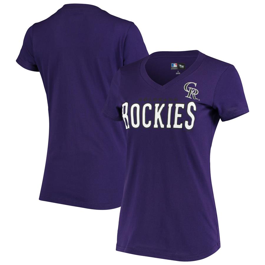 Colorado Rockies G-III 4Her by Carl Banks Women's Team Logo Game On V-Neck T-Shirt - Purple