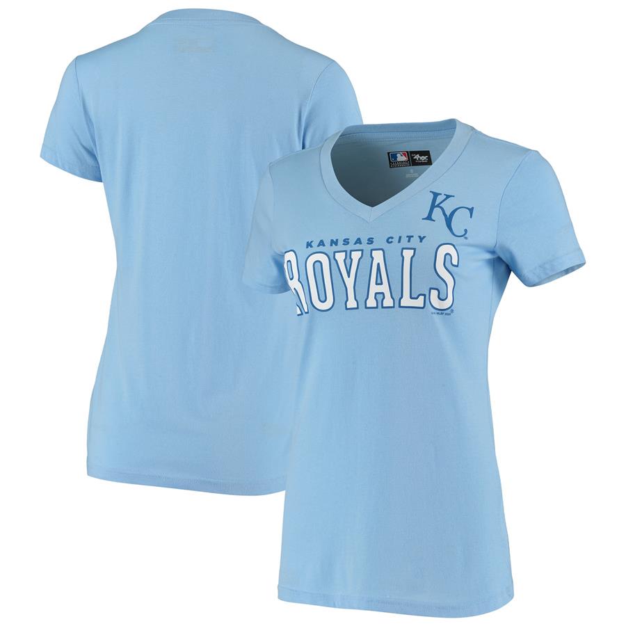 Kansas City Royals G-III 4Her by Carl Banks Women's Team Logo Game On V-Neck T-Shirt - Light Blue