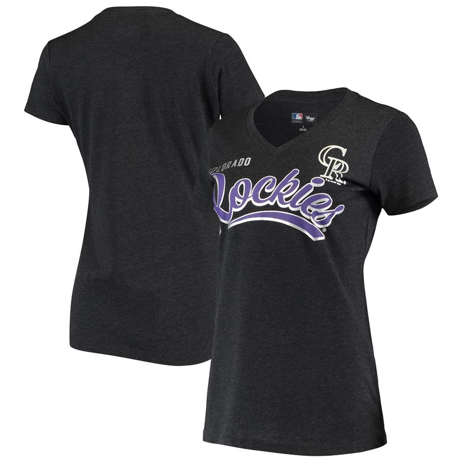 Colorado Rockies G-III 4Her by Carl Banks Women's Good Day V-Neck T-Shirt - Heathered Black