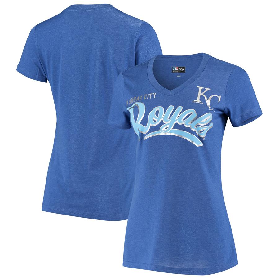 Kansas City Royals G-III 4Her by Carl Banks Women's Good Day V-Neck T-Shirt - Heathered Royal
