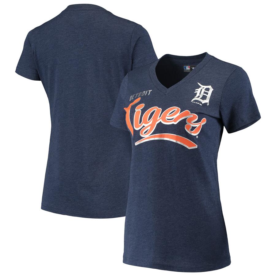 Detroit Tigers G-III 4Her by Carl Banks Women's Good Day V-Neck T-Shirt - Heathered Navy