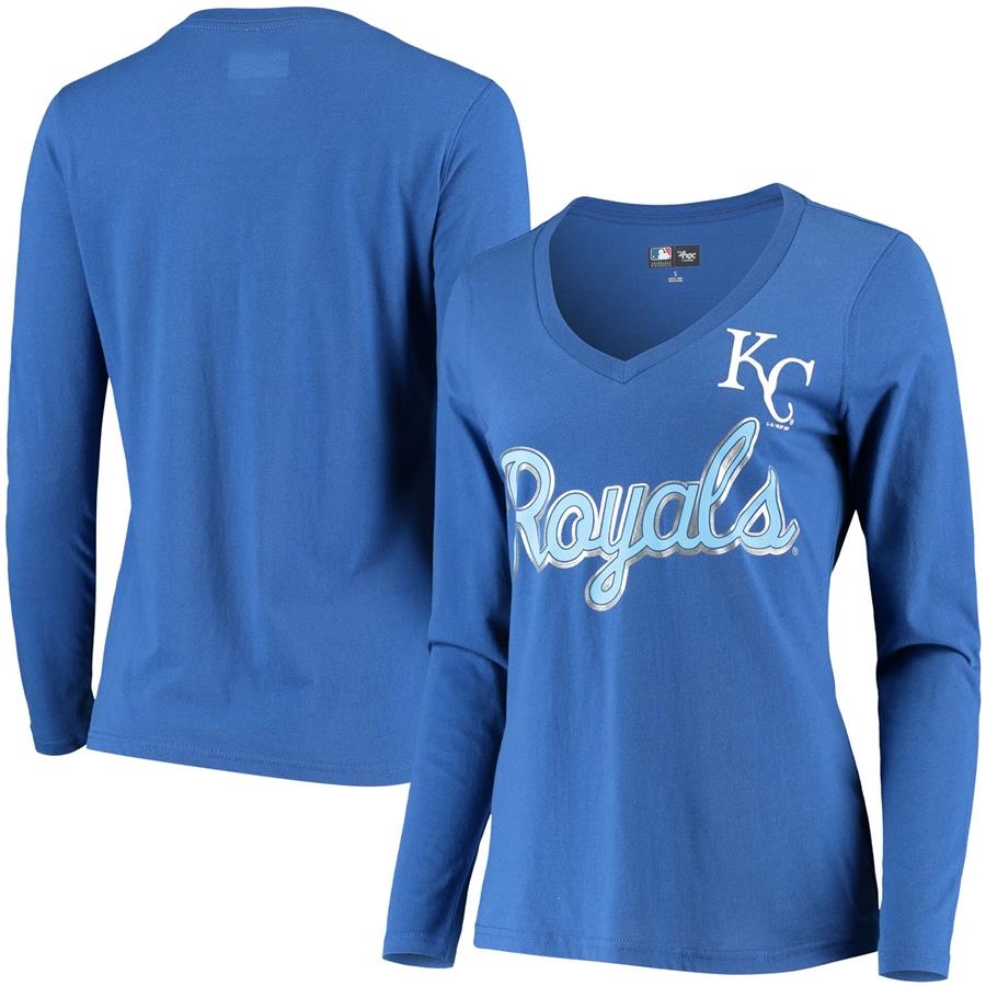 Kansas City Royals G-III 4Her by Carl Banks Women's Perfect Game Long Sleeve V-Neck T-Shirt - Royal