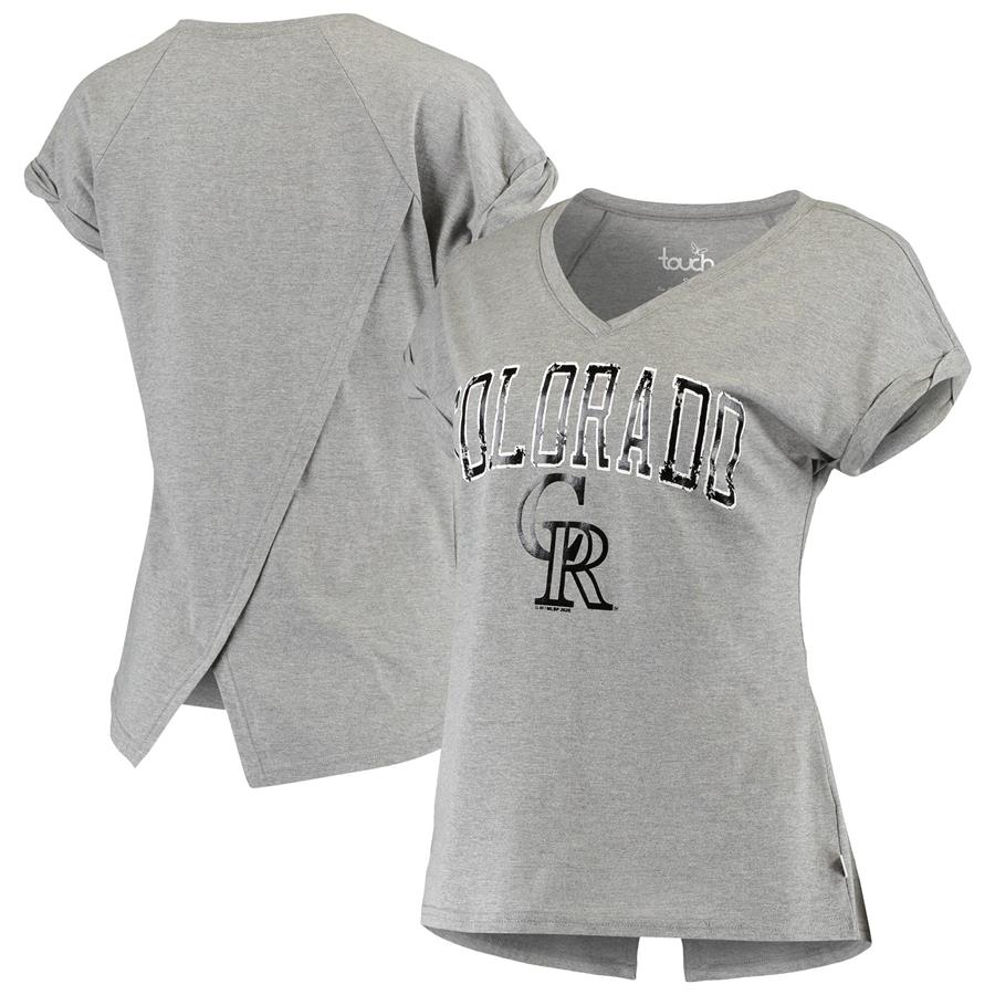 Colorado Rockies Touch Women's Power Play V-Neck T-Shirt - Gray