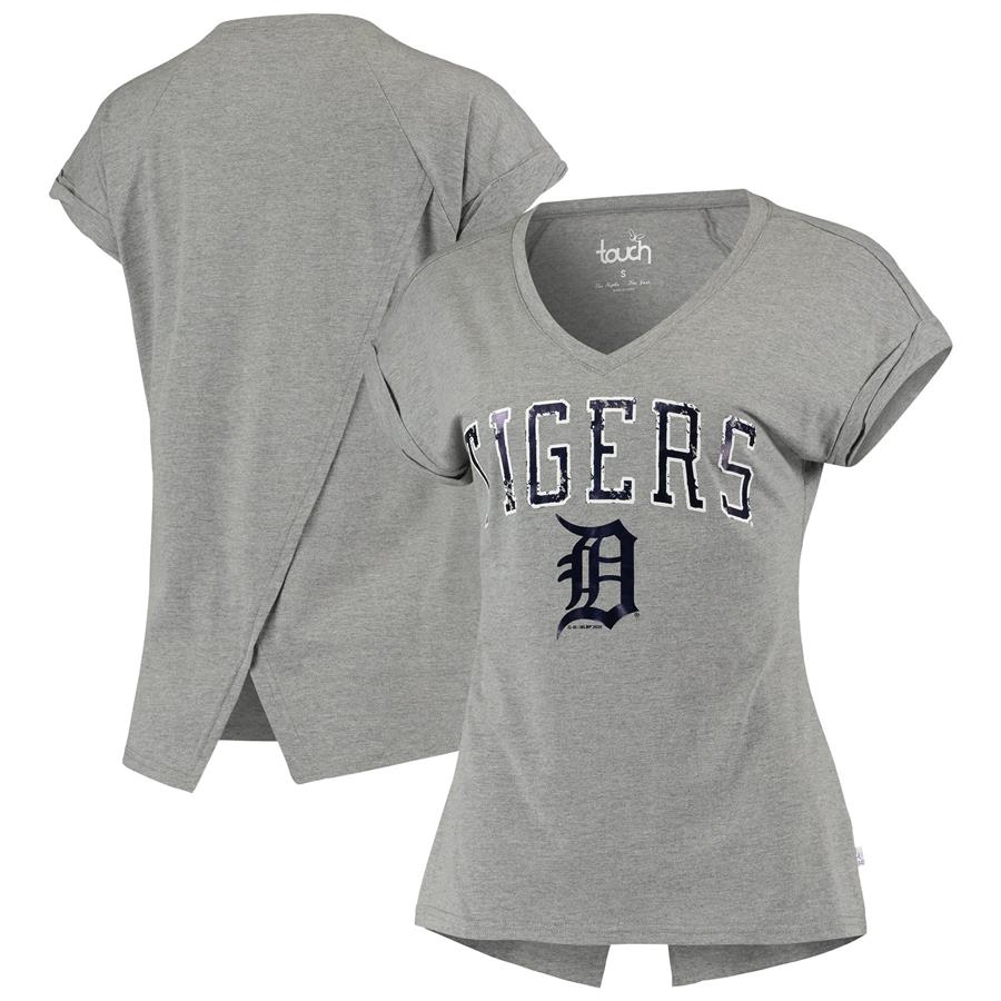Detroit Tigers Touch Women's Power Play V-Neck T-Shirt - Gray