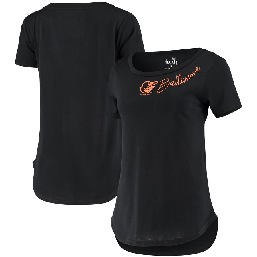 Baltimore Orioles Touch Women's Starting Lineup Tri-Blend Scoop Neck T-Shirt - Black