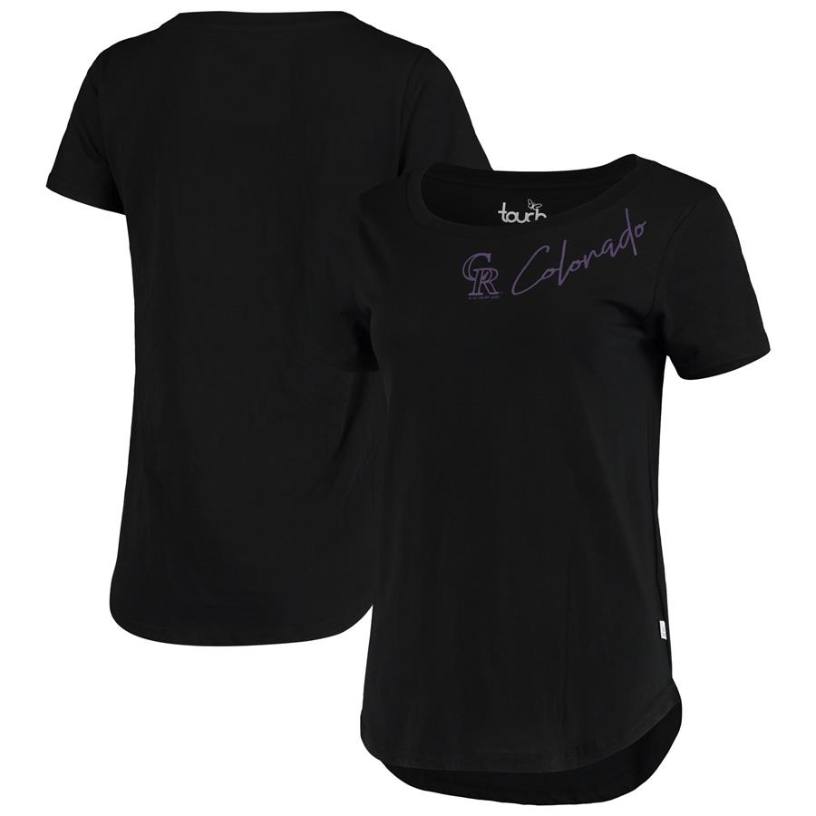 Colorado Rockies Touch Women's Starting Lineup Tri-Blend Scoop Neck T-Shirt - Black