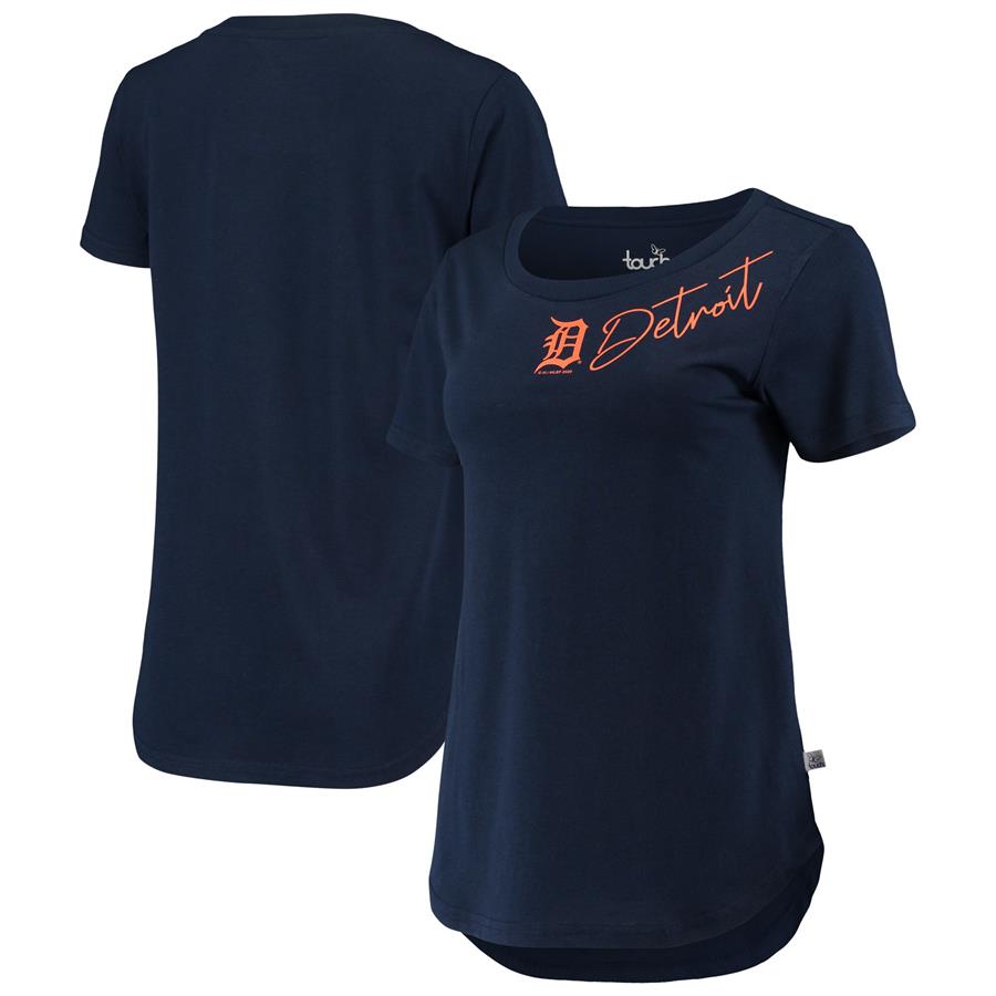 Detroit Tigers Touch Women's Starting Lineup Tri-Blend Scoop Neck T-Shirt - Navy