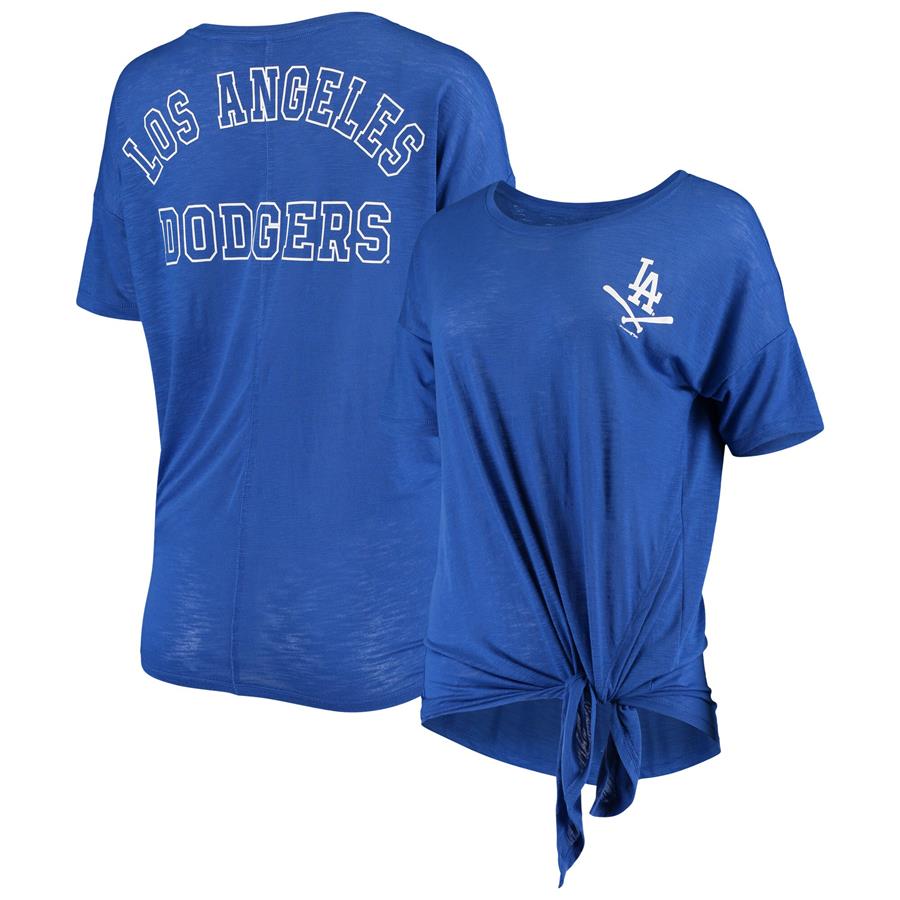 Los Angeles Dodgers New Era Women's Slub Jersey Scoop Neck Side Tie T-Shirt - Royal