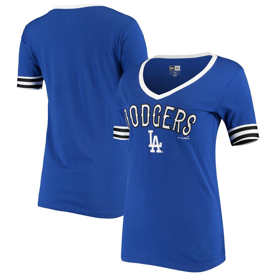 Los Angeles Dodgers New Era Women's Baby Jersey V-Neck T-Shirt - Royal