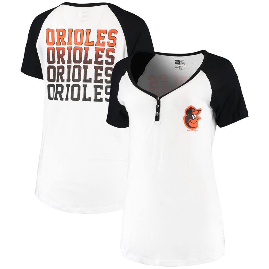 Baltimore Orioles New Era Women's Henley T-Shirt - White
