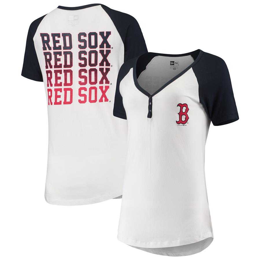 Boston Red Sox New Era Women's Henley T-Shirt - White