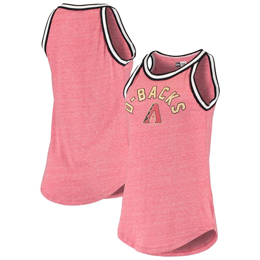 Arizona Diamondbacks New Era Women's Tri-Blend Raw Edge Jersey Tank Top - Heathered Red