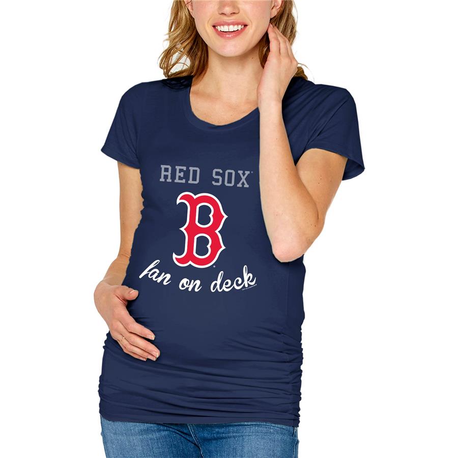 Boston Red Sox Soft as a Grape Women's Maternity Side Ruched T-Shirt - Navy