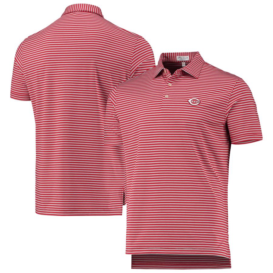 Cincinnati Reds Peter Millar Mills Stripe Polo - Red